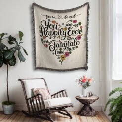 neutral personalized woven blanket
