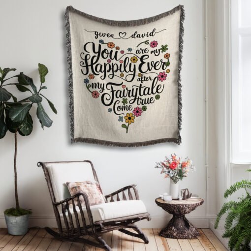 neutral personalized woven blanket