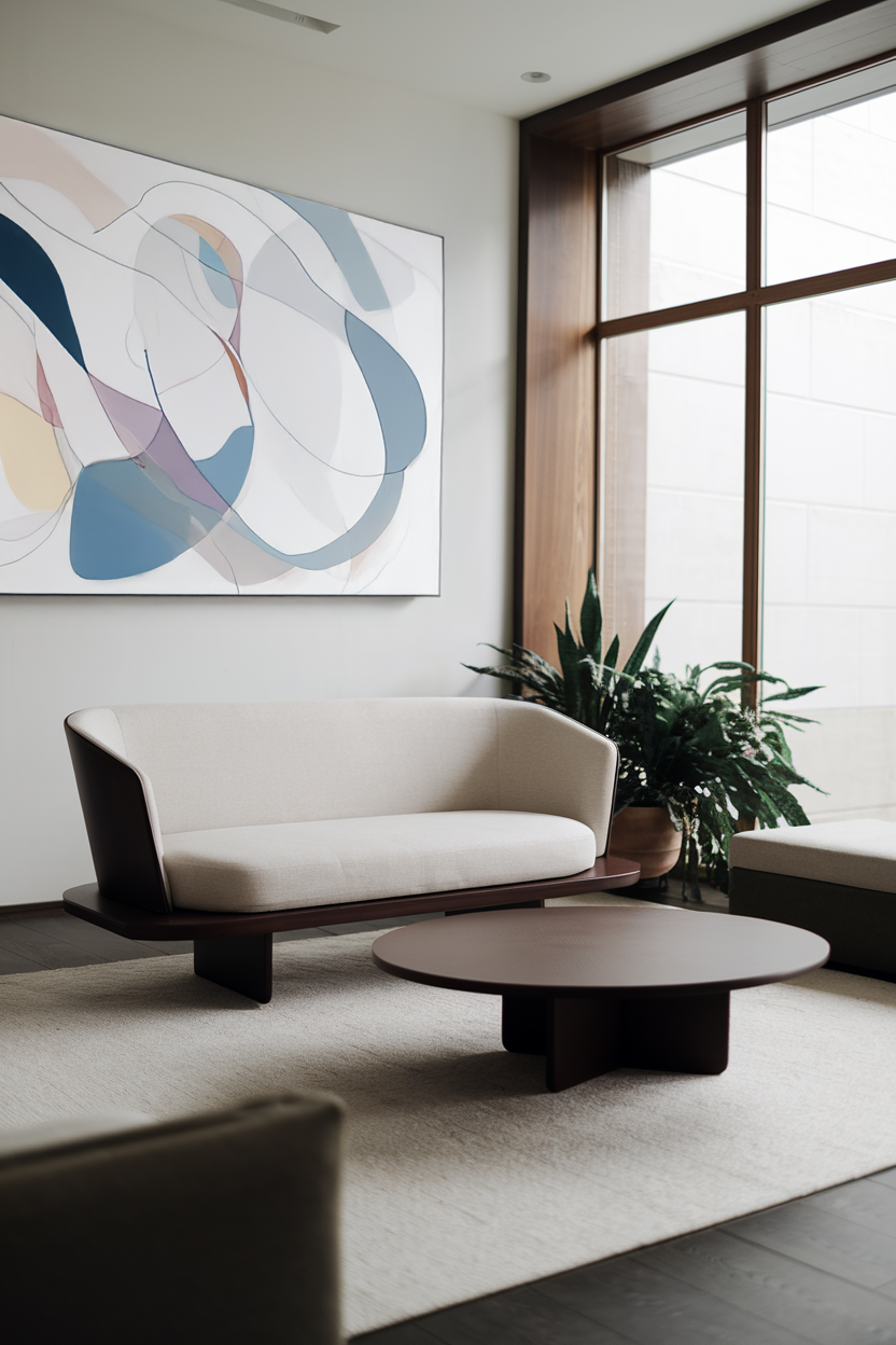 Sleek, low-profile sofa paired with a minimalist coffee table