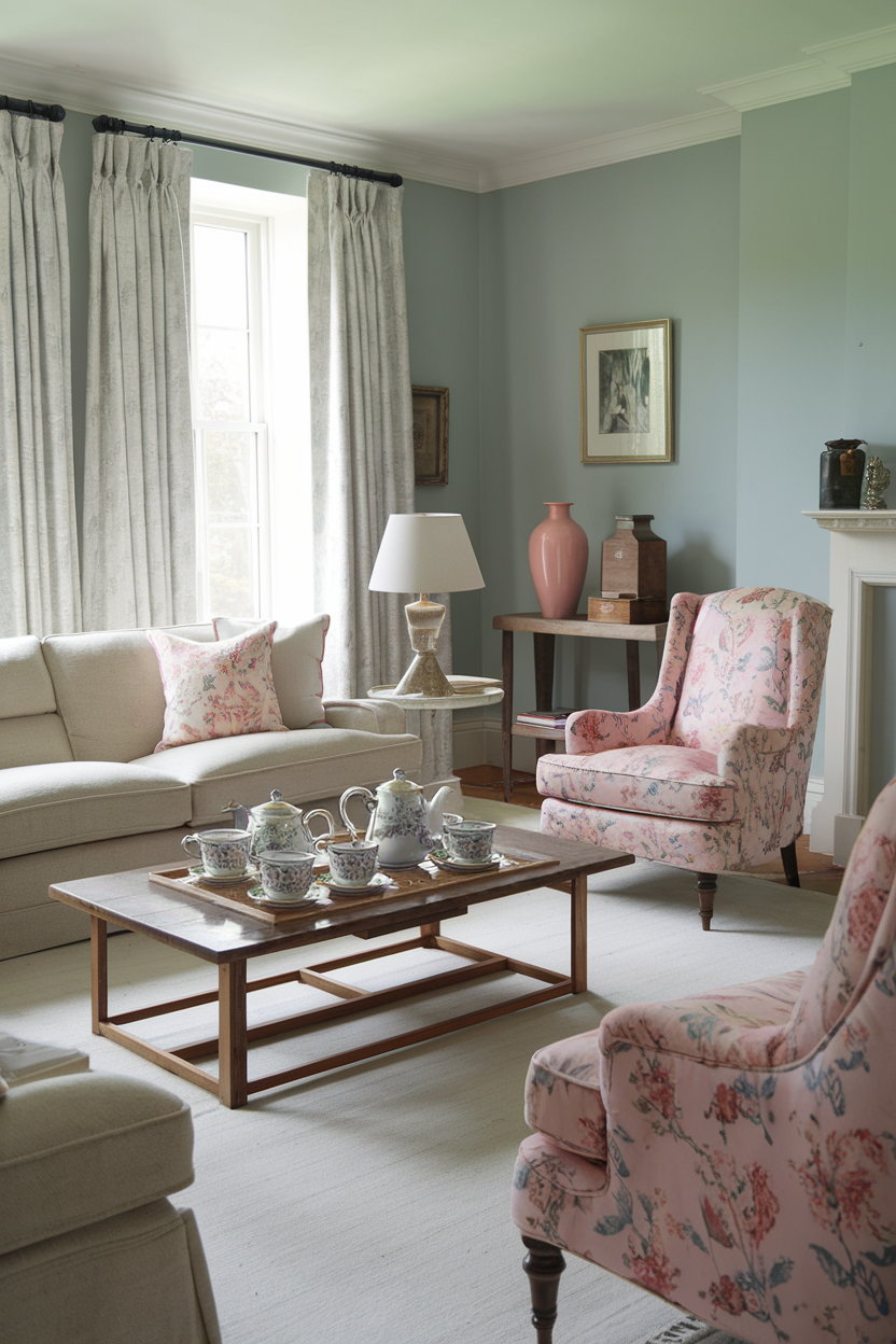 A cozy English Country-style living room