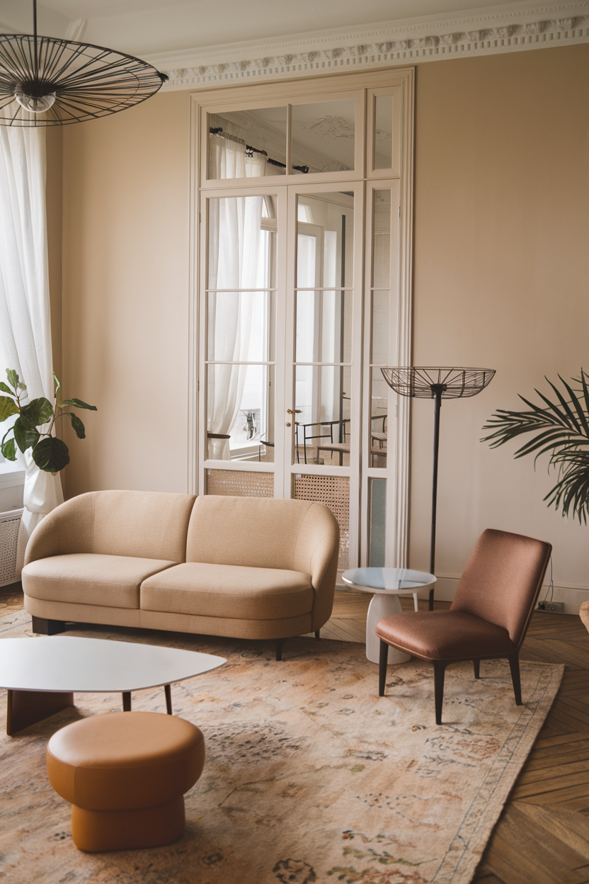 Elegant rug in a French-inspired living room