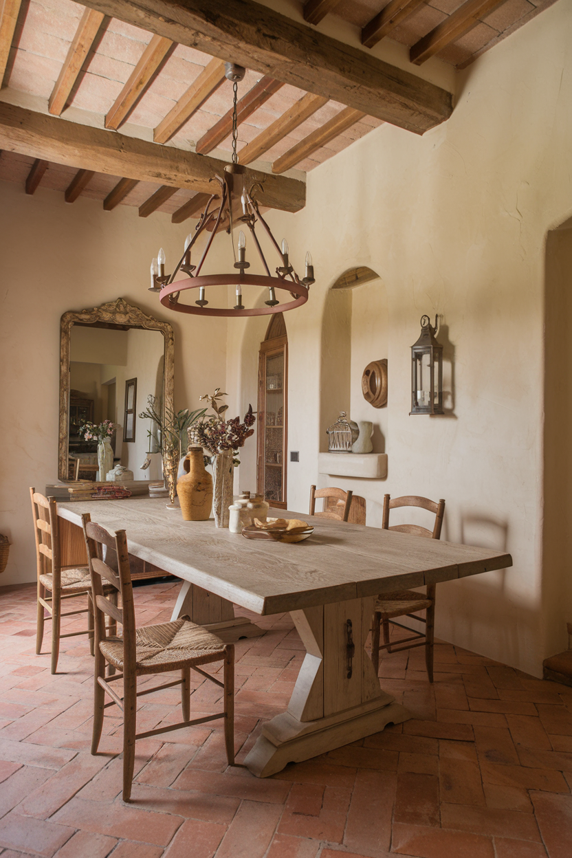 Farmhouse-style dining table