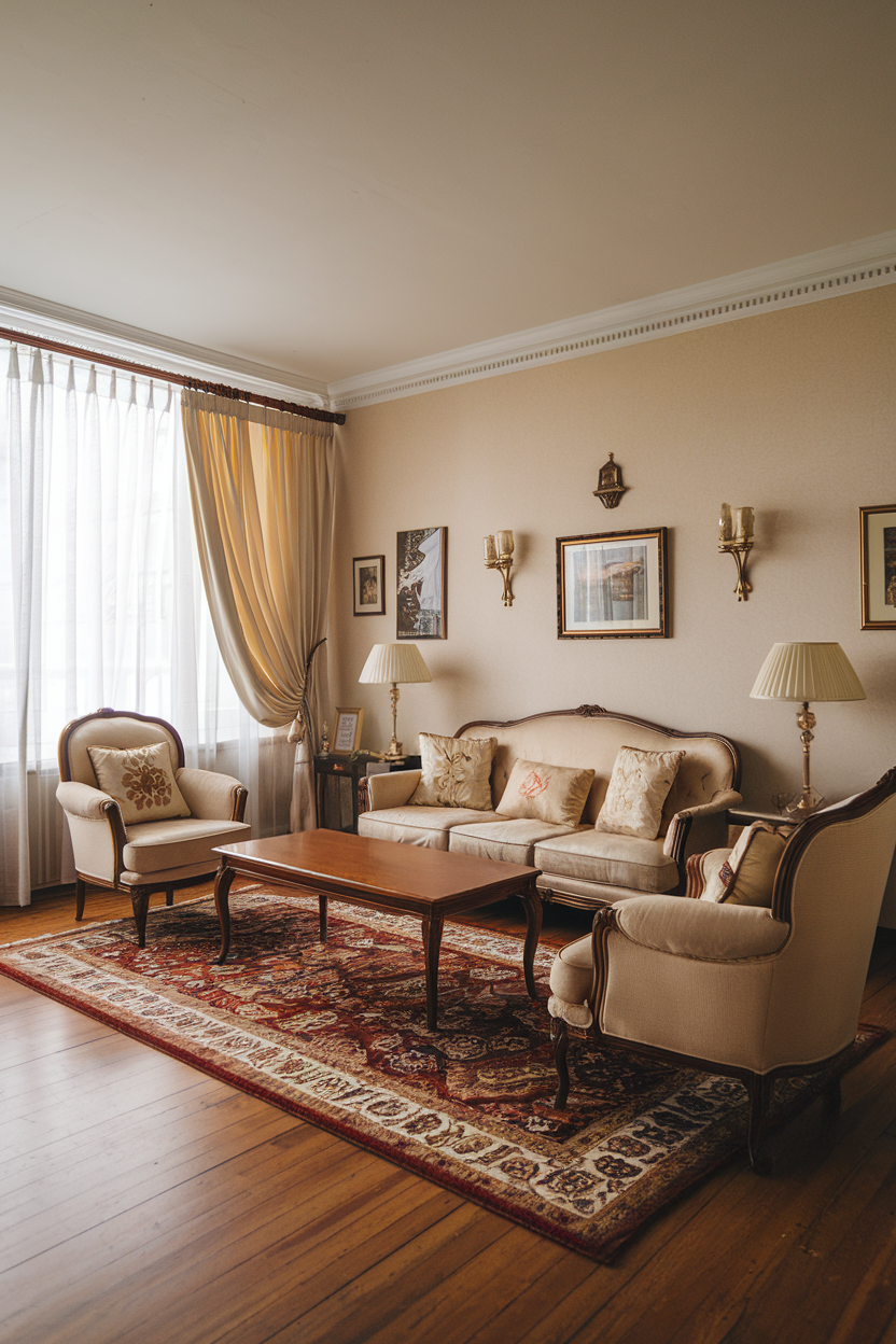 Traditional room with a Persian or Oriental rug