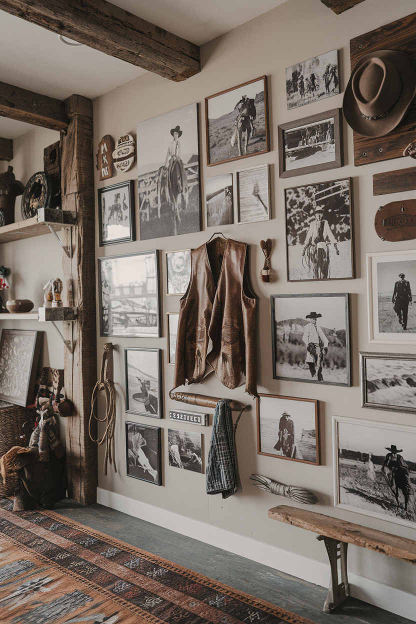 Western-themed gallery wall