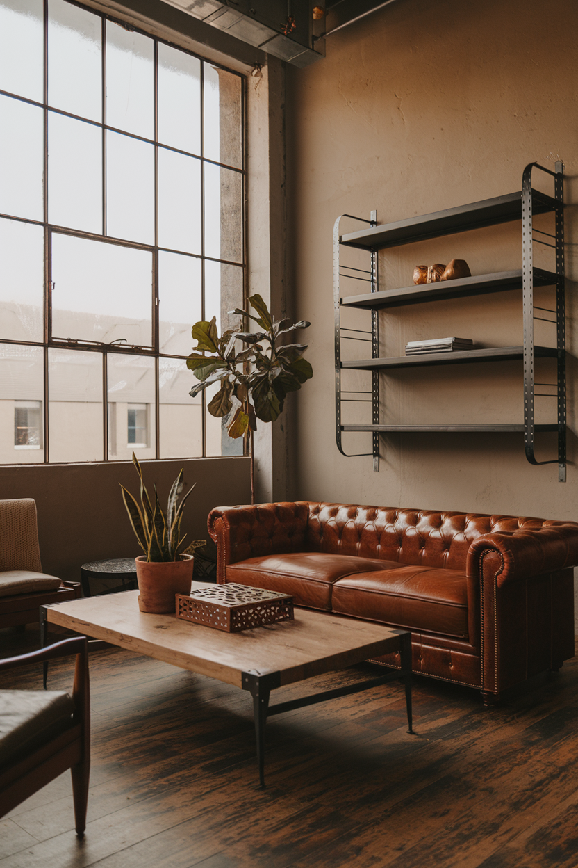 Sleek Urban Living Room with Industrial Accents