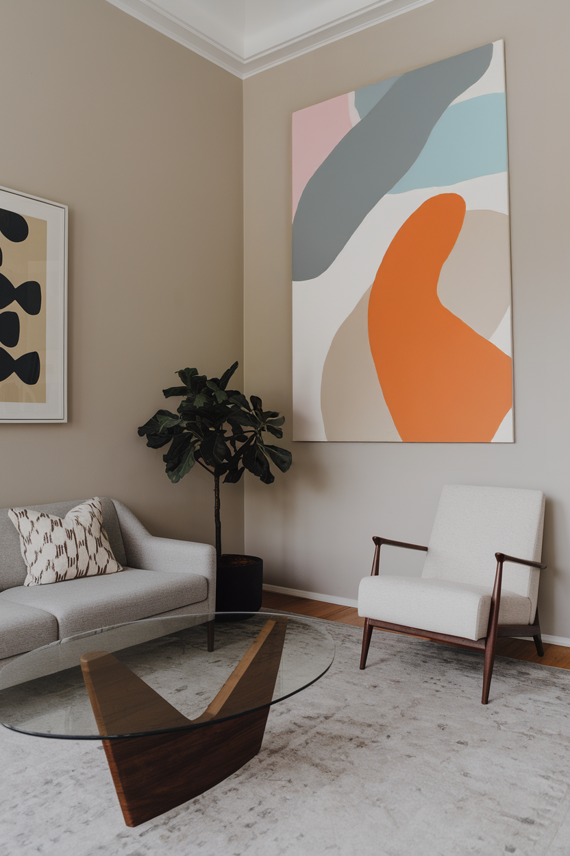 Oversized Abstract Art in an Urban Living Room