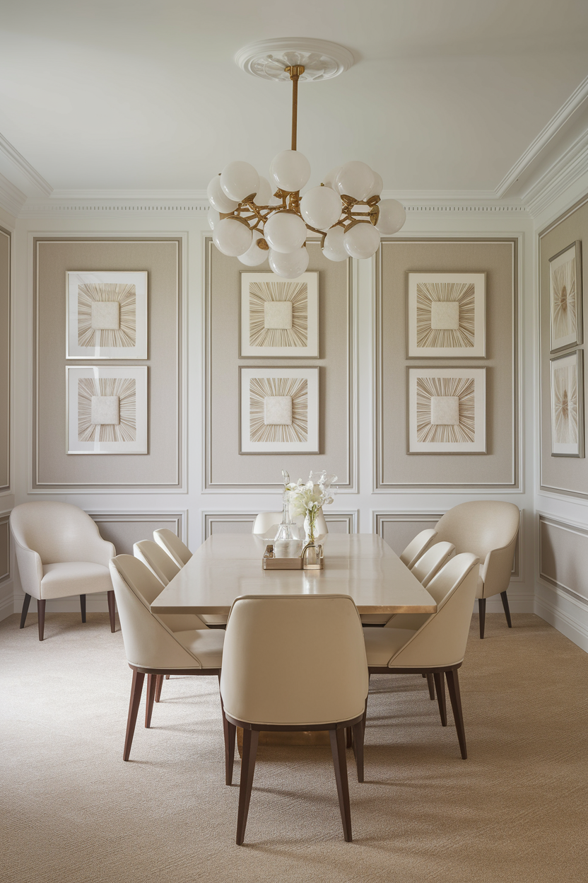 Elegant Modern French dining room with a neutral color palette