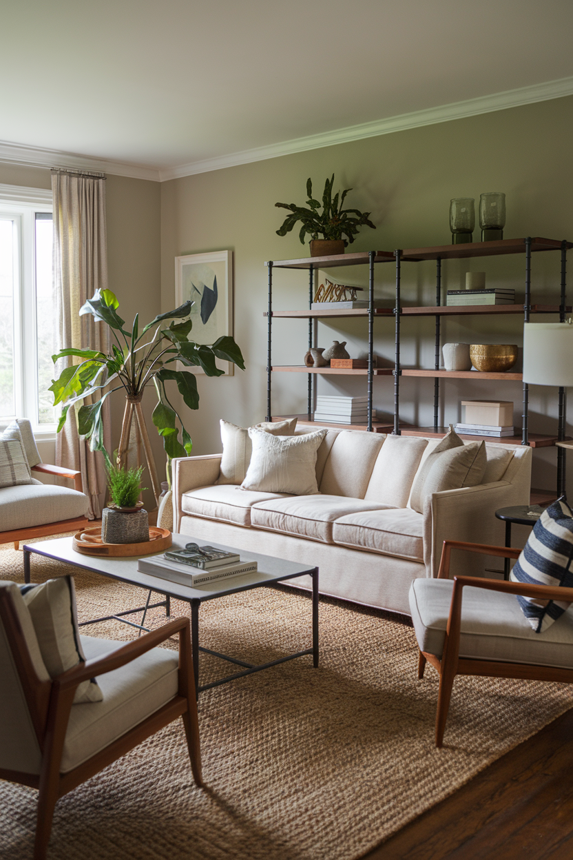 Living room with jute rug