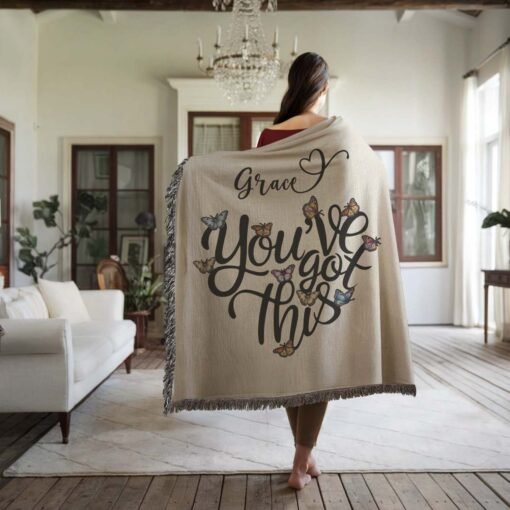 Personalized 100% Cotton Woven Blanket (You've Got This )