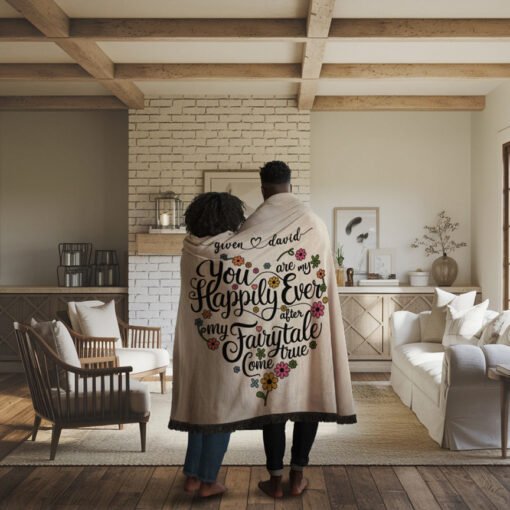 Personalized 100% Cotton Woven Blanket (You Are My Happily Ever After My Fairytale Come True) - Image 2