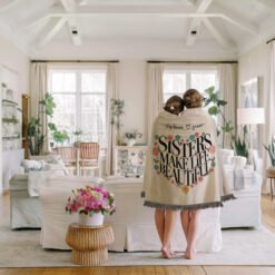 Personalized 100% Cotton Woven Blanket (Sisters Make Life Beautiful)
