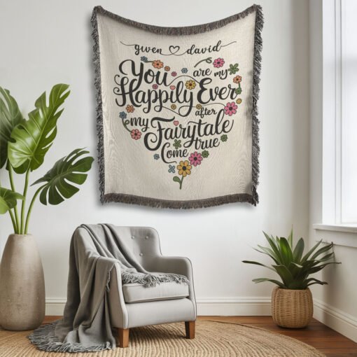 Personalized 100% Cotton Woven Blanket (You Are My Happily Ever After My Fairytale Come True) - Image 3
