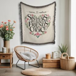 Alternative view of Personalized 100% Cotton Woven Blanket (Sisters By Chance Friends By Choice)