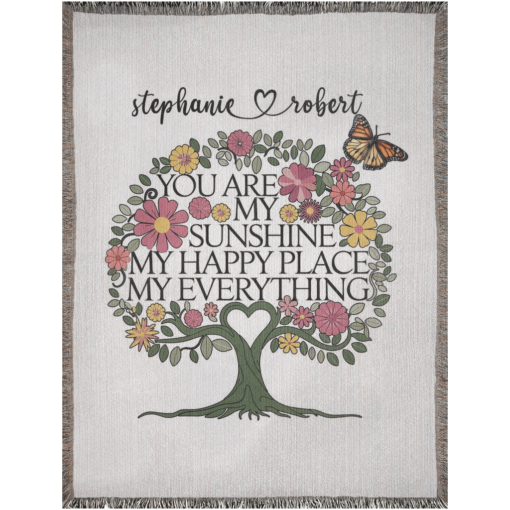 Personalized 100% Cotton Woven Blanket (You Are My Sunshine My Happy Place My Everything) - Image 14