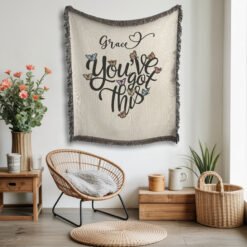 Alternative view of Personalized 100% Cotton Woven Blanket (You've Got This )