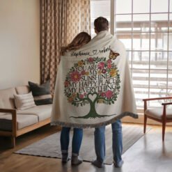 Personalized 100% Cotton Woven Blanket (You Are My Sunshine My Happy Place My Everything)