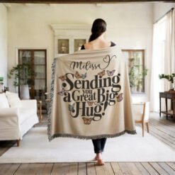 Personalized 100% Cotton Woven Blanket (Sending You A Great Big Hug)
