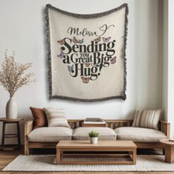 Alternative view of Personalized 100% Cotton Woven Blanket (Sending You A Great Big Hug)