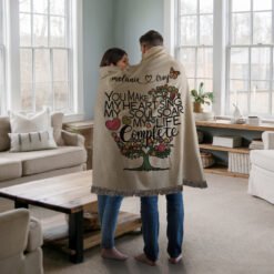 Personalized 100% Cotton Woven Blanket (You Make My Heart Sing My Soul Soar My Life Complete)