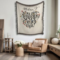 Alternative view of Personalized 100% Cotton Woven Blanket (You Are Amazing Never Forget That)