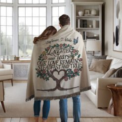 Personalized 100% Cotton Woven Blanket (Through Laughter And Tears Our Love Remains Steadfast And True)