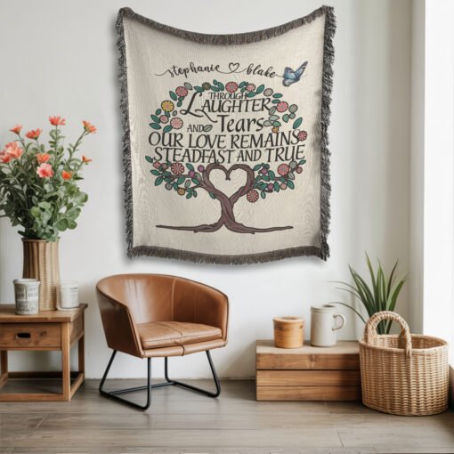 Personalized 100% Cotton Woven Blanket (Through Laughter And Tears Our Love Remains Steadfast And True) - Image 3
