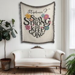 Alternative view of Personalized 100% Cotton Woven Blanket (Stay Strong And Keep Going)