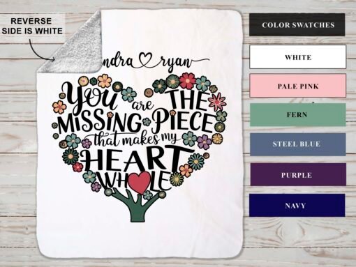 Personalized Sherpa Blanket (You Are The Missing Piece That Makes My Heart Whole) - Image 3