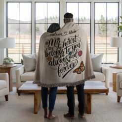 Personalized 100% Cotton Woven Blanket (My Heart Belongs To You Always And Forever)