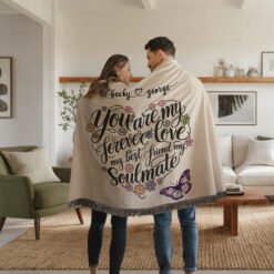 Personalized 100% Cotton Woven Blanket (You Are My Forever Love My Best Friend My Soulmate)