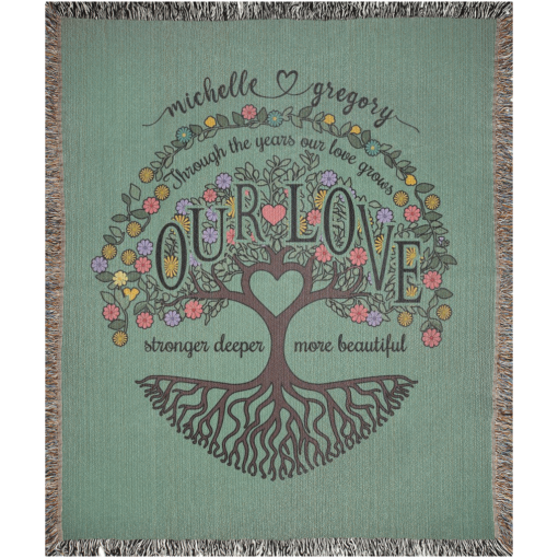 Personalized 100% Cotton Woven Blanket (Through The Years Our Love Grows Stronger Deeper More Beautiful) - Image 8