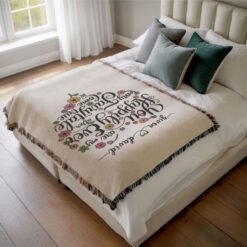 Alternative view of Personalized 100% Cotton Woven Blanket (You Are My Happily Ever After My Fairytale Come True)