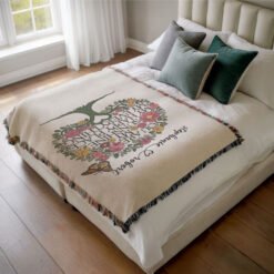 Alternative view of Personalized 100% Cotton Woven Blanket (You Are My Sunshine My Happy Place My Everything)