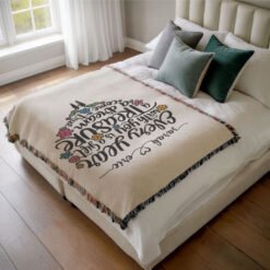 Alternative view of Personalized 100% Cotton Woven Blanket (Every Year With You Is A Gift A Treasure A Dream Come True)
