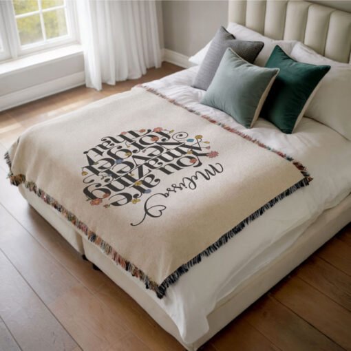 Personalized 100% Cotton Woven Blanket (You Are Amazing Never Forget That) - Image 3