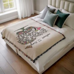 Alternative view of Personalized 100% Cotton Woven Blanket (You Make My Heart Sing My Soul Soar My Life Complete)