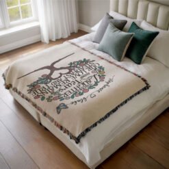 Alternative view of Personalized 100% Cotton Woven Blanket (Through Laughter And Tears Our Love Remains Steadfast And True)