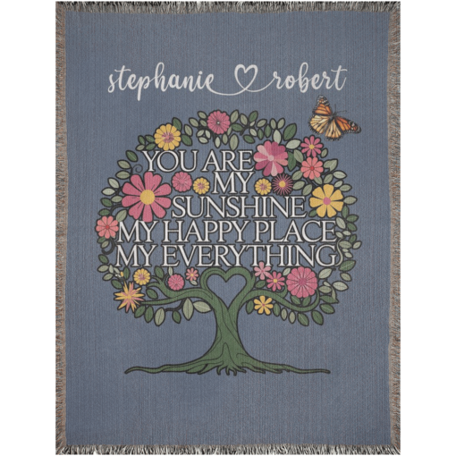 Personalized 100% Cotton Woven Blanket (You Are My Sunshine My Happy Place My Everything) - Image 10