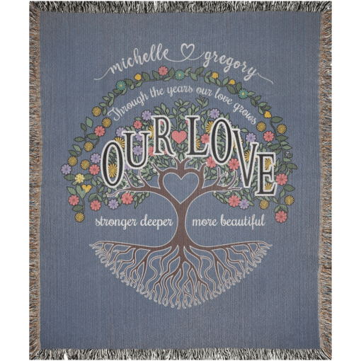 Personalized 100% Cotton Woven Blanket (Through The Years Our Love Grows Stronger Deeper More Beautiful) - Image 6