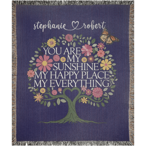 Personalized 100% Cotton Woven Blanket (You Are My Sunshine My Happy Place My Everything) - Image 4