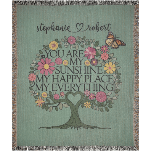 Personalized 100% Cotton Woven Blanket (You Are My Sunshine My Happy Place My Everything) - Image 8