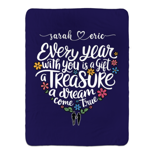 Personalized Sherpa Blanket (Every Year With You Is A Gift A Treasure A Dream Come True) - Image 13