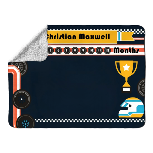 Personalized Racecar Baby Boy Milestone Blanket - Image 5