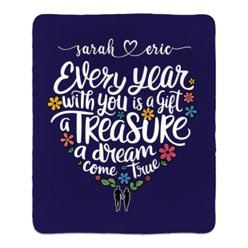 Personalized Sherpa Blanket (Every Year With You Is A Gift A Treasure A Dream Come True) - Image 7