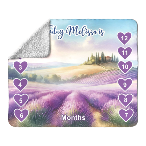 Personalized Lavender Field Milestone Blanket - Image 4