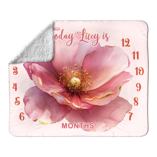 Personalized Pretty In Pink Blossom Baby Milestone Blanket - Image 4