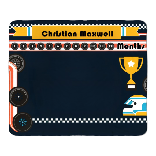 Personalized Racecar Baby Boy Milestone Blanket - Image 2