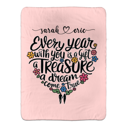 Personalized Sherpa Blanket (Every Year With You Is A Gift A Treasure A Dream Come True) - Image 12