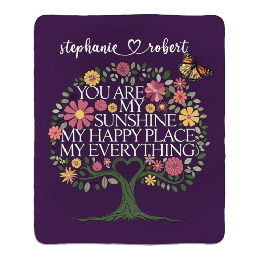 Personalized Sherpa Blanket (You Are My Sunshine My Happy Place My Everything) - Image 5