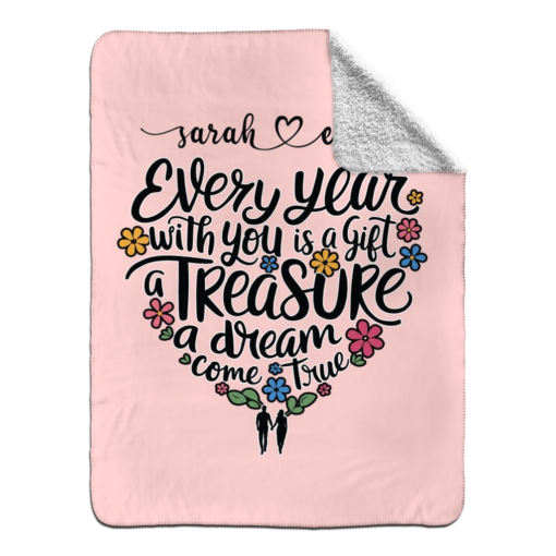 Personalized Sherpa Blanket (Every Year With You Is A Gift A Treasure A Dream Come True) - Image 24